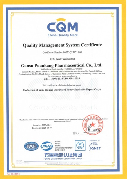 Quality Management Systems Certificate
